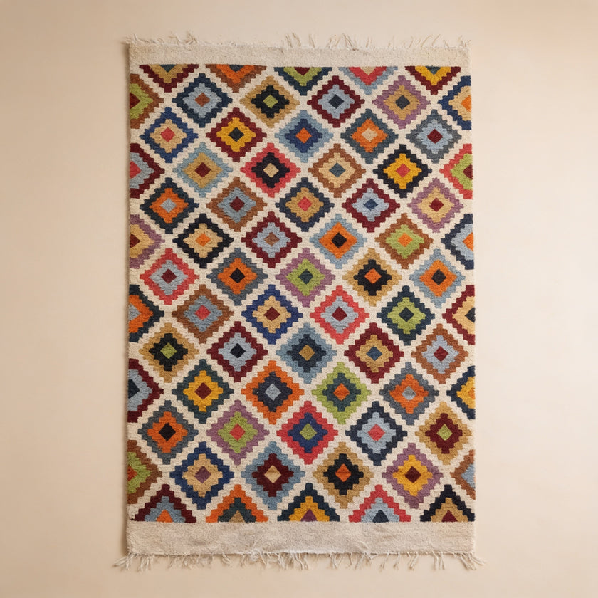 S165 handmade kilim rug studio view
