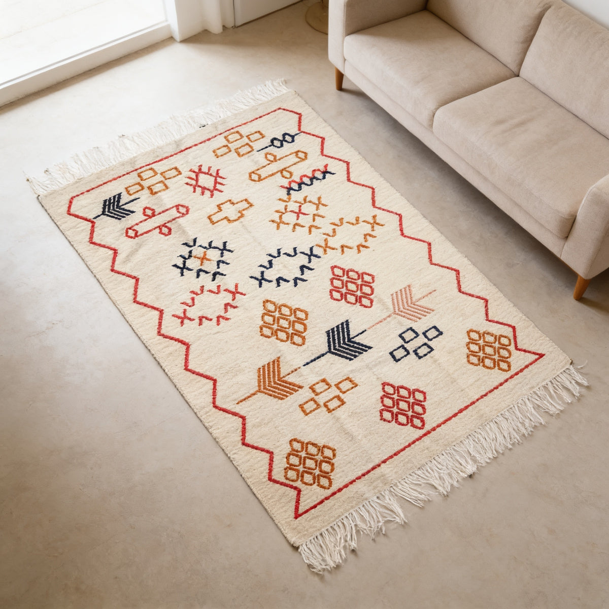 S206 handmade kilim rug lifestyle view