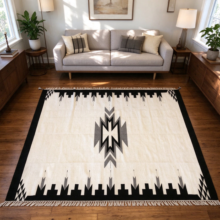 S313 handmade kilim rug lifestyle view