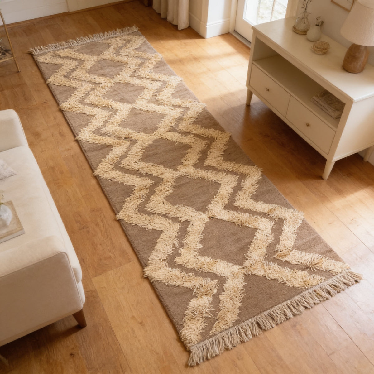 S32 handmade kilim rug — lifestyle view