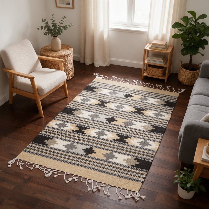 S321 handmade kilim rug lifestyle view