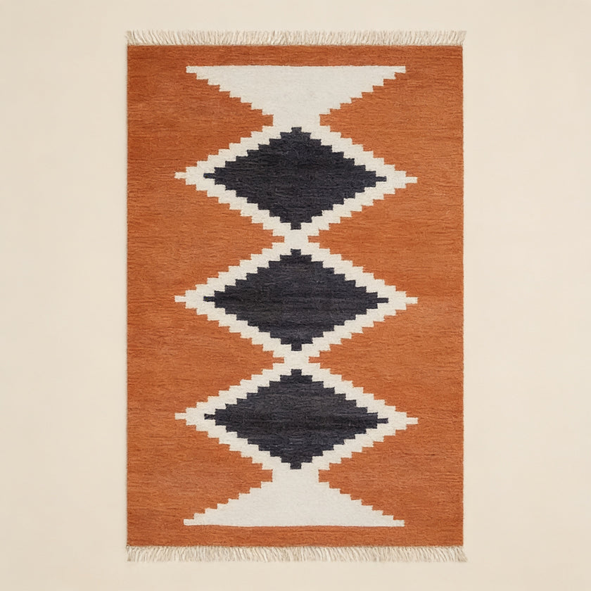 S332 handmade kilim rug studio view