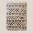 Off-White & Black Handmade Kilim Rug – 150 × 200 cm – S343 — light beige studio photo