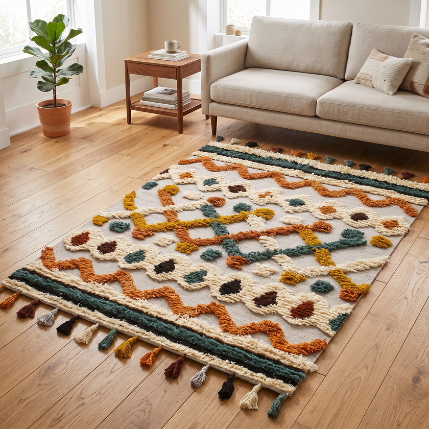 Multicolour Handmade Kilim Rug – 150 × 200 cm – S348 — lifestyle photo