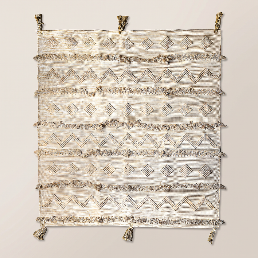 Grey Handmade Kilim Rug – 150 × 200 cm – S349 — light beige studio photo