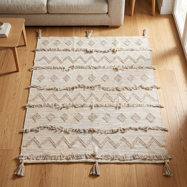 Grey Handmade Kilim Rug – 150 × 200 cm – S349 — lifestyle photo