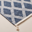 Off-White & Navy Handmade Kilim Rug – 150 × 200 cm – S350 — woven texture close-up