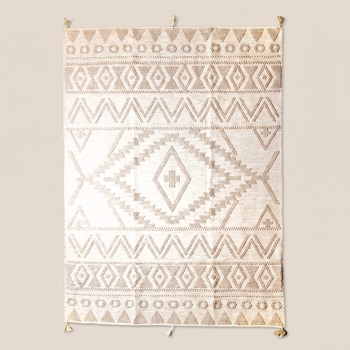 Coffee Handmade Kilim Rug – 150 × 200 cm – S351 — light beige studio photo