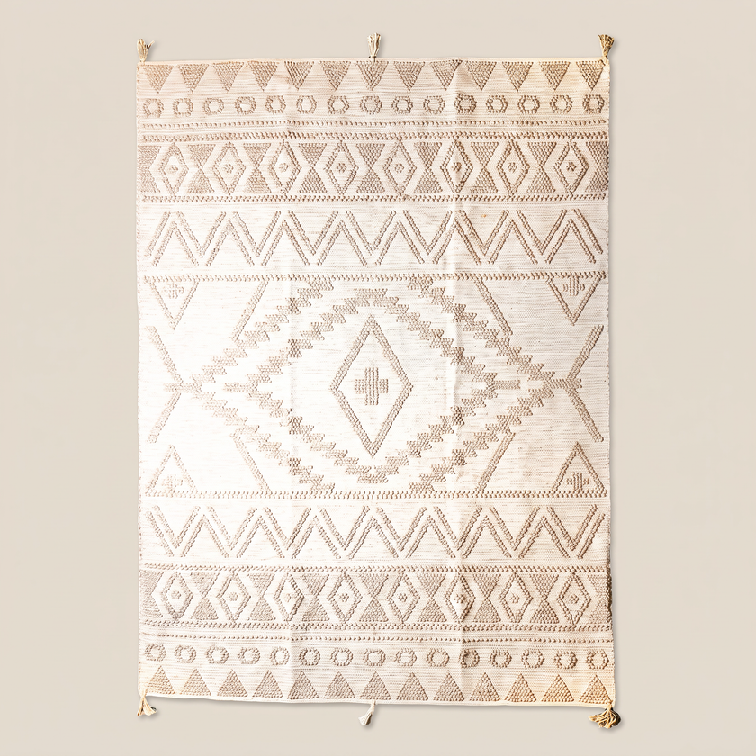 Coffee Handmade Kilim Rug – 150 × 200 cm – S351 — light beige studio photo