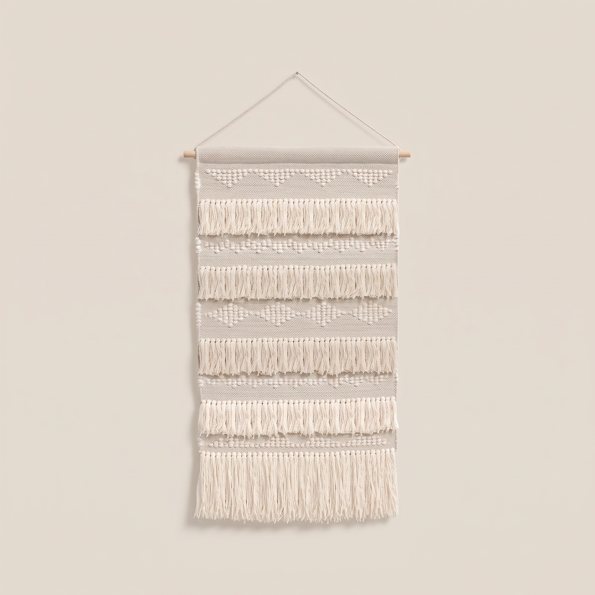 Multicolour Handmade Kilim Wall Hanging – 60 × 100 cm – S398 — light beige studio photo