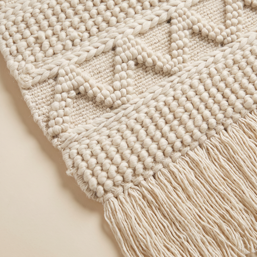 Off-White Handmade Kilim Wall Hanging – 60 × 100 cm – S400 — woven texture close-up