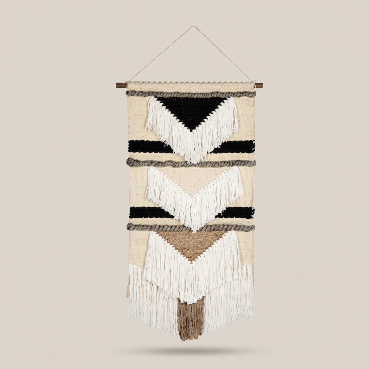 Multicolour Handmade Kilim Wall Hanging – 60 × 100 cm – S401 — light beige studio photo