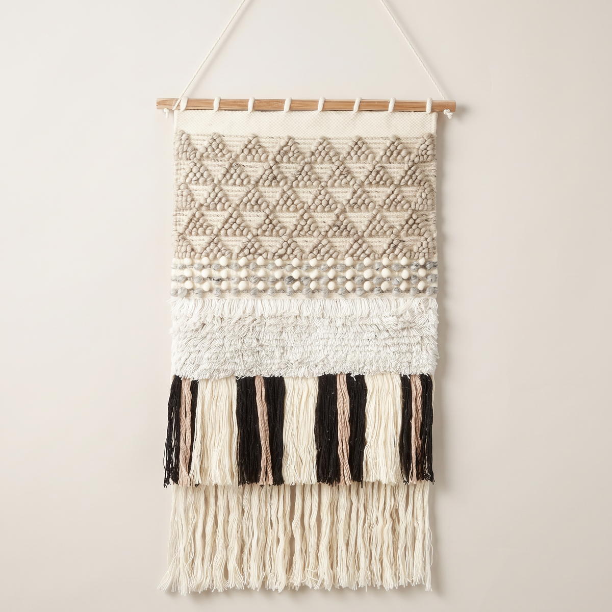 Multicolour Handmade Kilim Wall Hanging – 60 × 100 cm – S405 — light beige studio photo