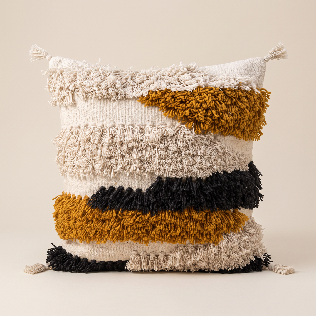 Handmade Cushion – 50 × 50 cm – S414 — light beige studio photo