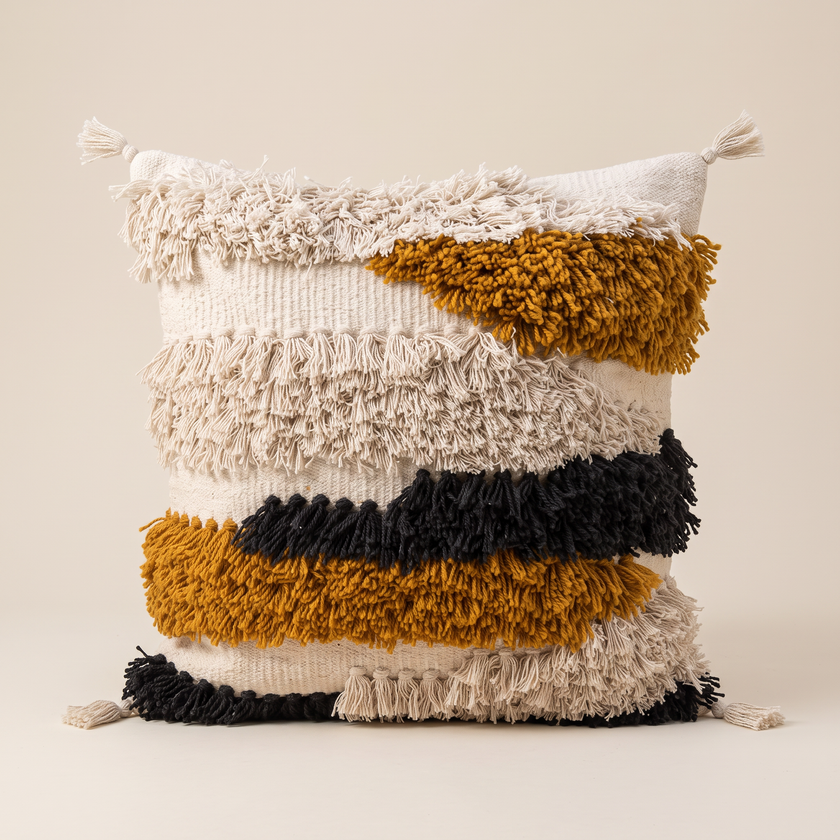 Handmade Cushion – 50 × 50 cm – S414 — light beige studio photo