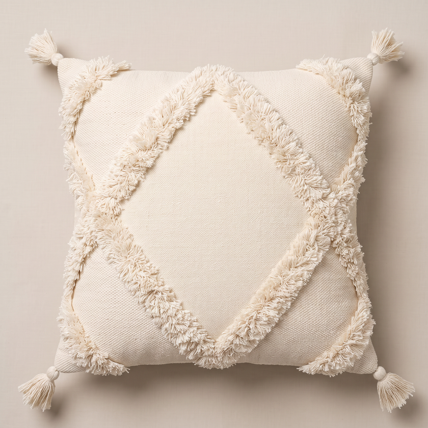 Handmade Cushion – 50 × 50 cm – S416 — light beige studio photo