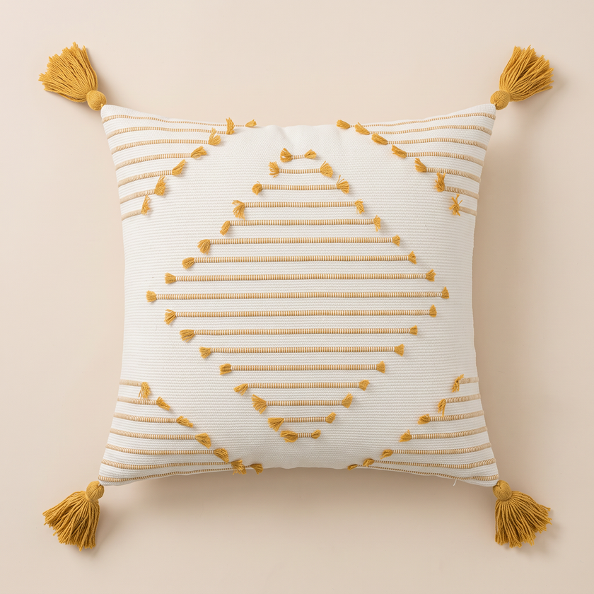 Handmade Cushion – 50 × 50 cm – S418 — light beige studio photo