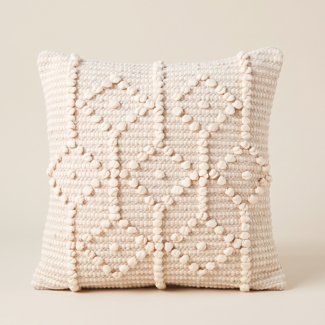 Handmade Cushion – 50 × 50 cm – S420 — light beige studio photo