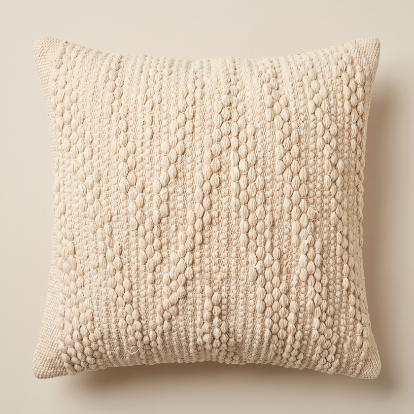 Handmade Cushion – 50 × 50 cm – S424 — light beige studio photo