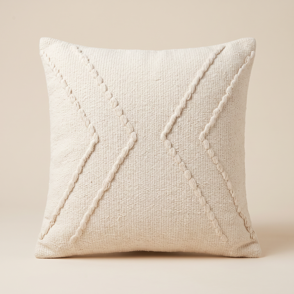 Handmade Cushion – 50 × 50 cm – S425 — light beige studio photo