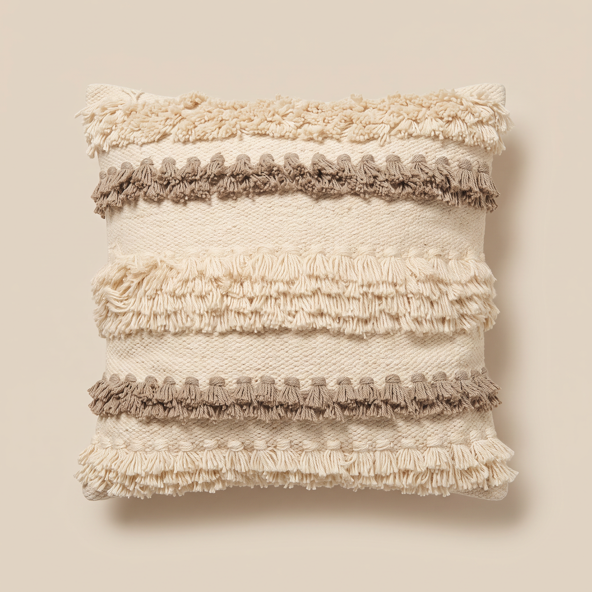 Handmade Cushion – 50 × 50 cm – S426 — light beige studio photo
