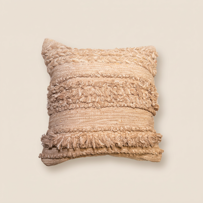 Handmade Cushion – 50 × 50 cm – S430 — light beige studio photo