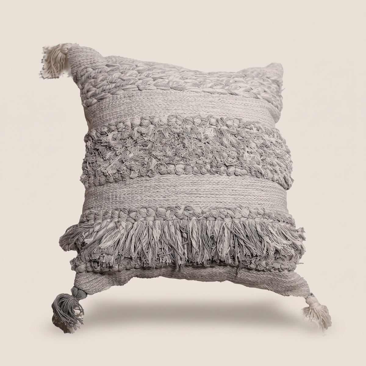 Handmade Cushion – 50 × 50 cm – S431 — light beige studio photo