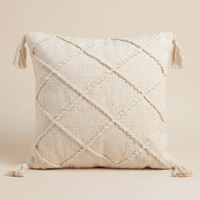 Handmade Cushion – 50 × 50 cm – S433 — light beige studio photo