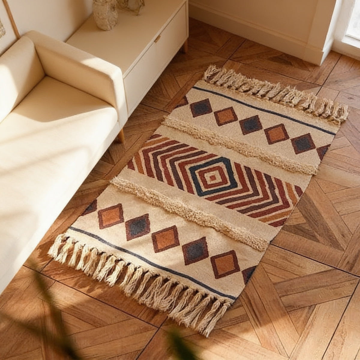 S46 handmade kilim rug — lifestyle view