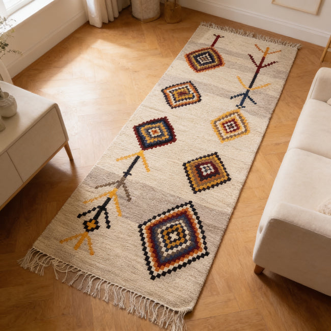 S54 handmade kilim rug — lifestyle view