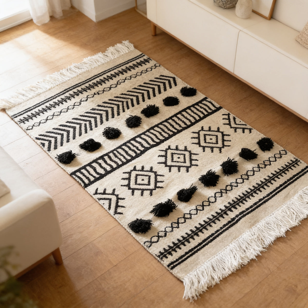 S55 handmade kilim rug — lifestyle view
