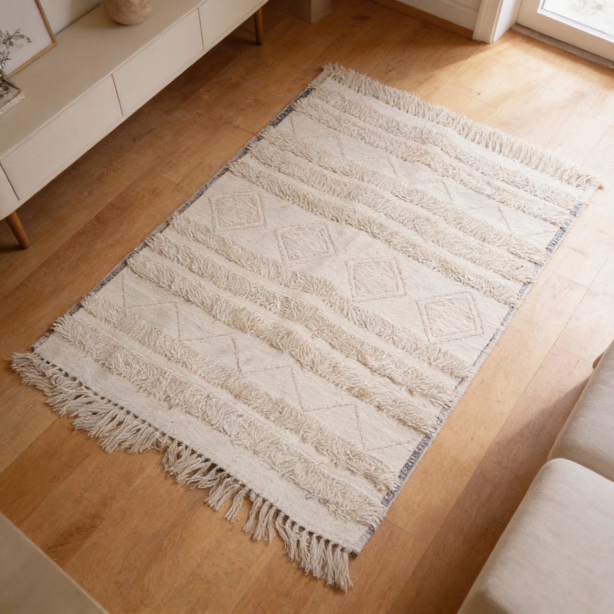 S7 handmade kilim rug — lifestyle view