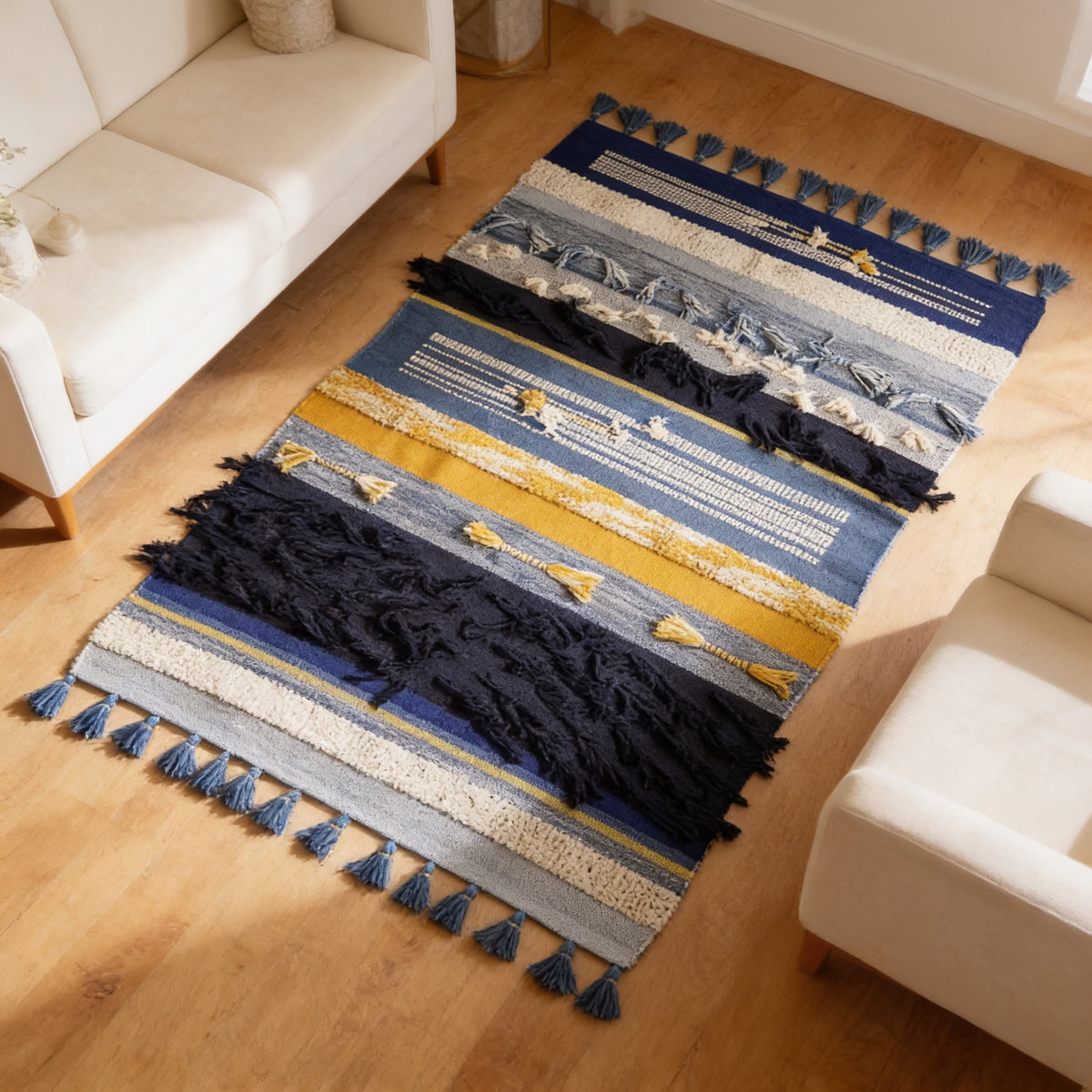 S73 handmade kilim rug — lifestyle view