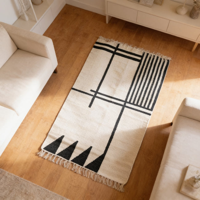 S74 handmade kilim rug — lifestyle view