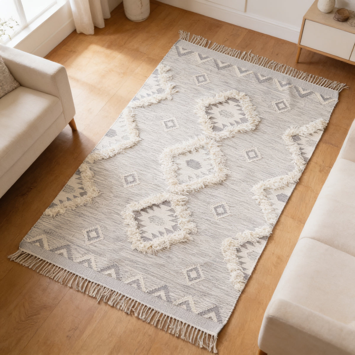S82 handmade kilim rug — lifestyle view