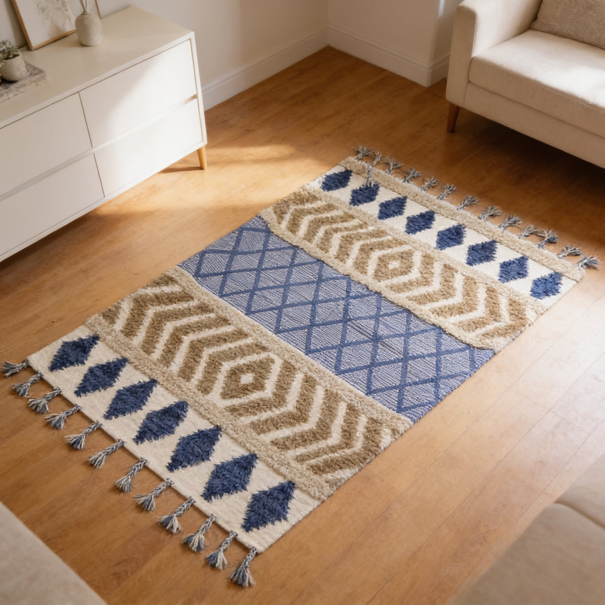 S92 handmade kilim rug — lifestyle view