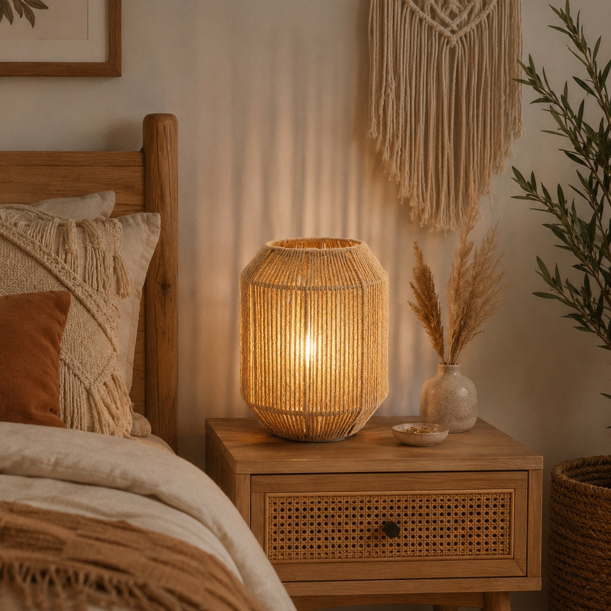 Burlap Boho Table Lamp 026