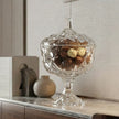 Serrana Glass Rock candy bowl — faceted crystal with lid for serving sweets and candy display