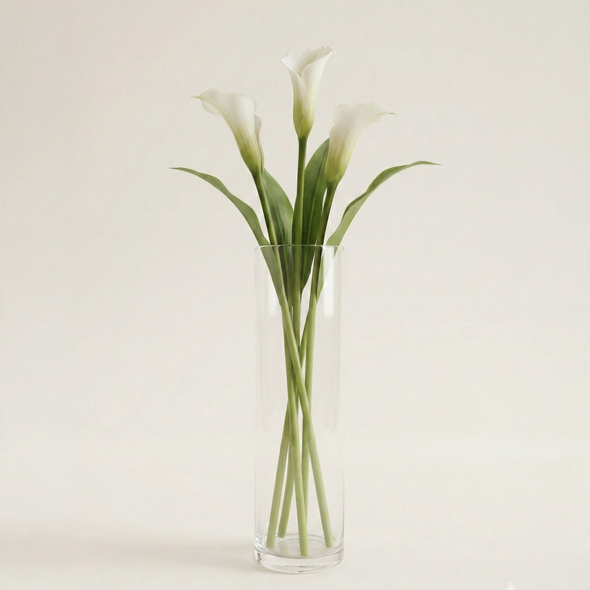 Serrana Glass Cil handmade vase 40cm — tall cylindrical handmade glass, 40cm x 10cm, for long-stem flowers and floor decor