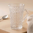 Serrana Glass Ampero Tea Mug Set 6Pcs — intricate sunburst pattern clear glass mug with handle for hot tea and coffee