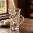 Serrana Glass Fiona Tea Mug Set 6Pcs — sunburst-pattern pressed glass mug with curved handle for hot and cold beverages