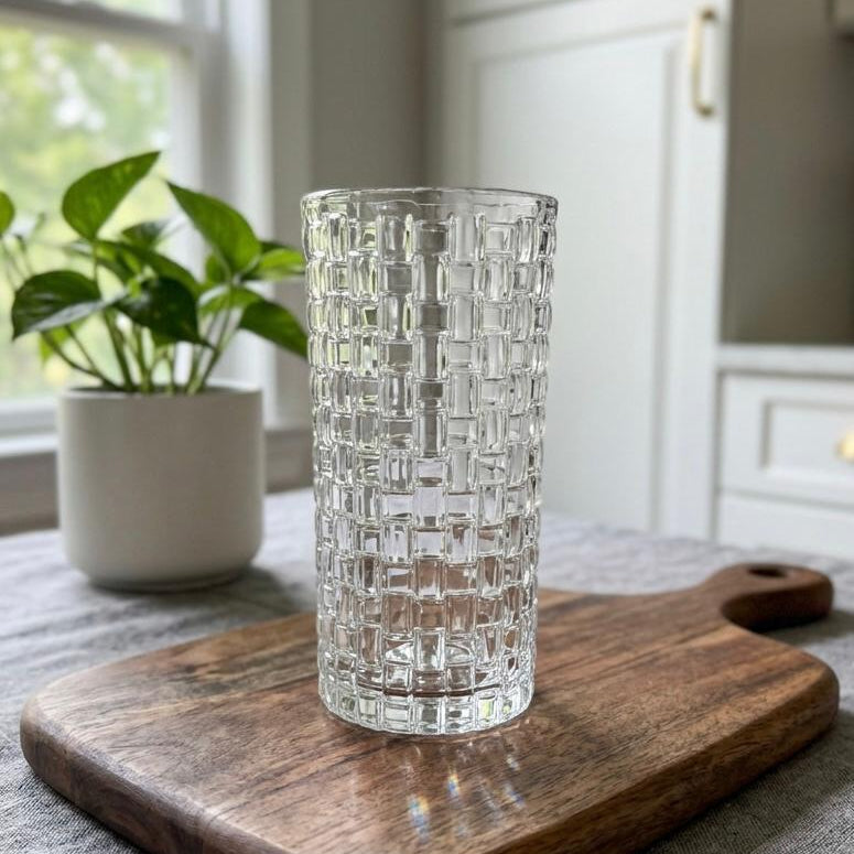Serrana Glass Sofia Premium Highball Glass Set 300ml 6pcs — diamond cut-glass for cocktails and sparkling water
