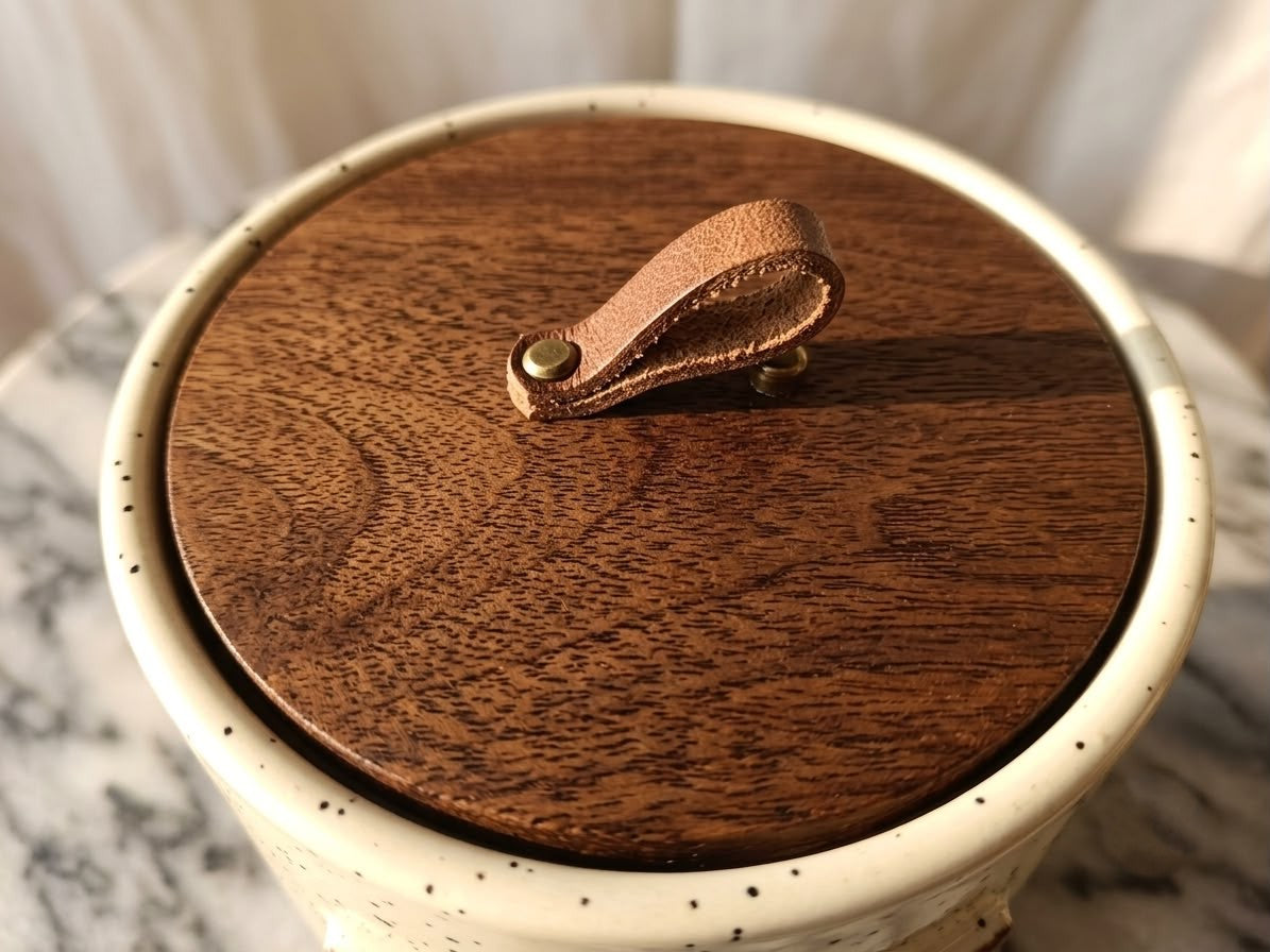 Ceramic Spice Jar Set of 4 – with Wooden Lid