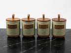Ceramic Spice Jar Set of 4 – with Wooden Lid