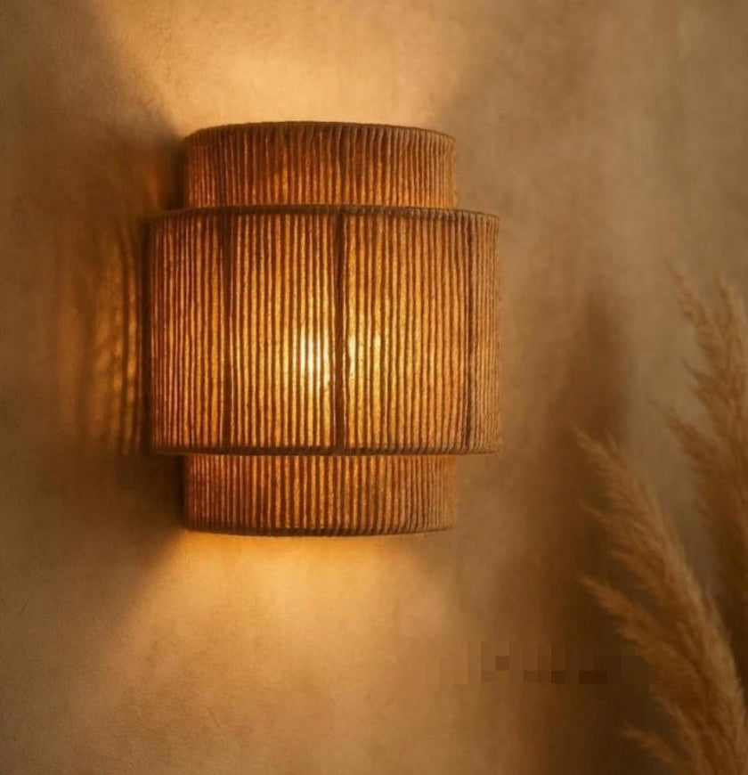 Burlap Boho Wall Lamp 006