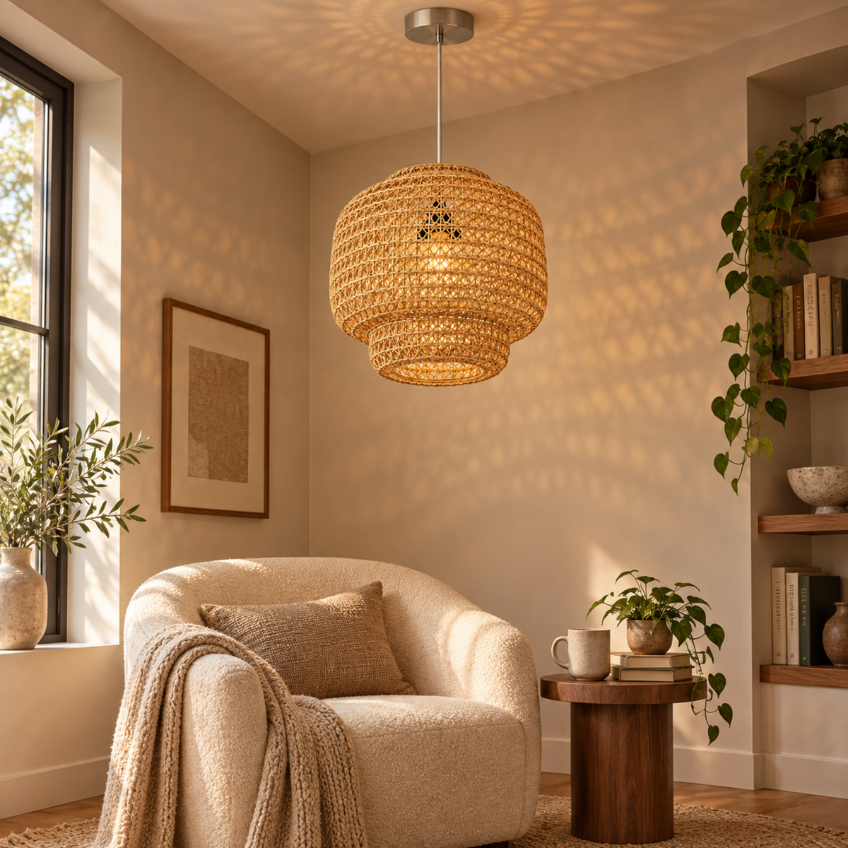 Bamboo Boho Ceiling Lamp 109 styled in an interior