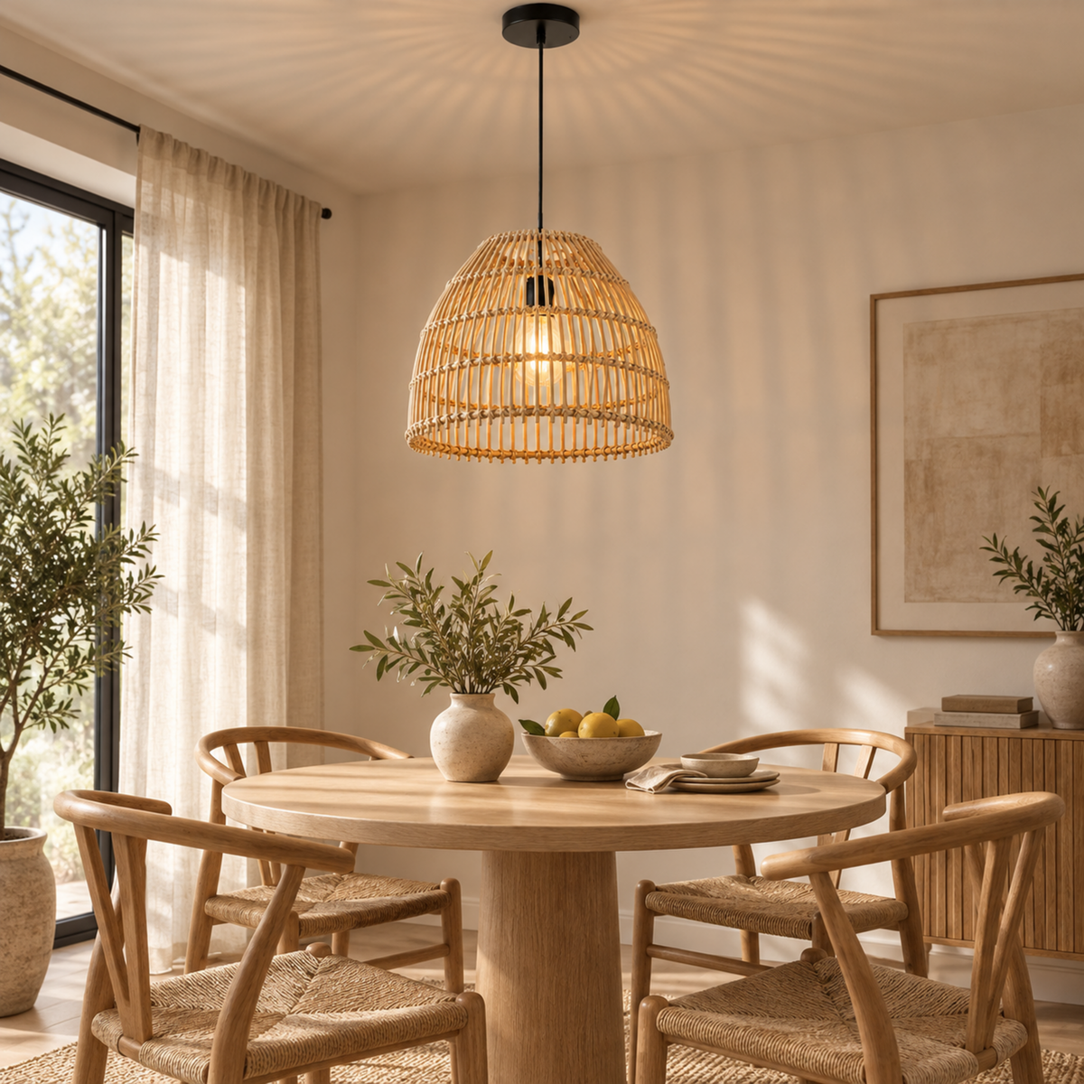 Bamboo Boho Ceiling Lamp 114 styled in an interior