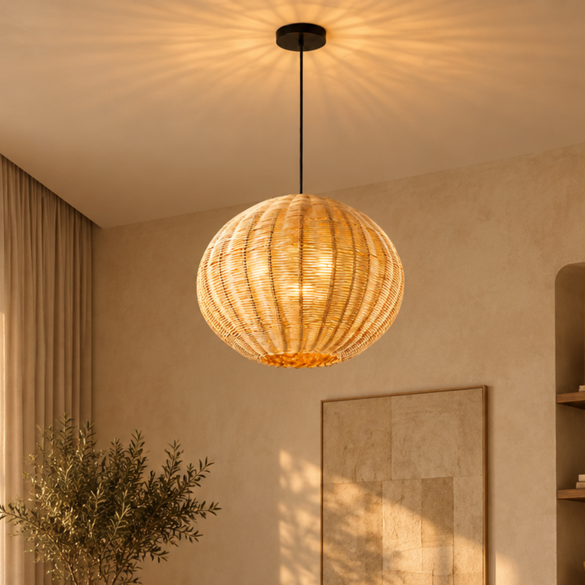 Bamboo Boho Ceiling Lamp 122 styled in an interior