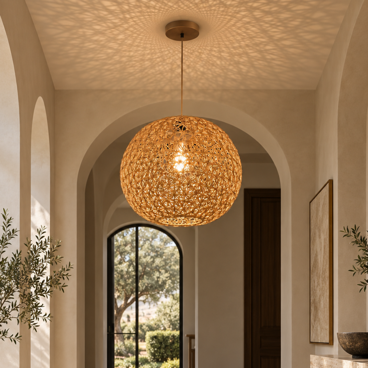 Bamboo Boho Ceiling Lamp 193 styled in an interior