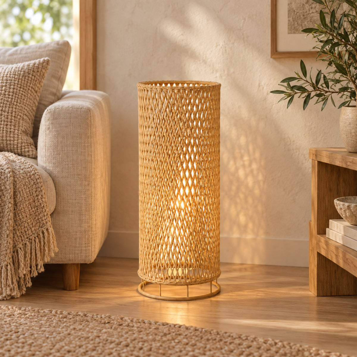 Bamboo Boho Floor Lamp 030 styled in an interior